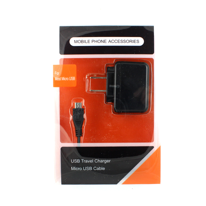 2 in 1 Power Micro USB V8/V9 HouSe Charger (Orange PK)